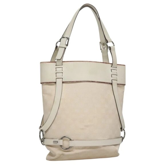 GUCCI GG Canvas Tote Bag White 106248 Auth 107818 - Picture 1 of 16